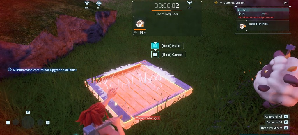 Palworld base building with foundation placement in-game